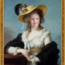 Fotomontáž <b>Autoportrétu</b> od Élisabeth Vigée-Lebrun. <br /> Photomontage of <b>Self-portrait in a Straw Hat</b> by Élisabeth Vigée-Lebrun.