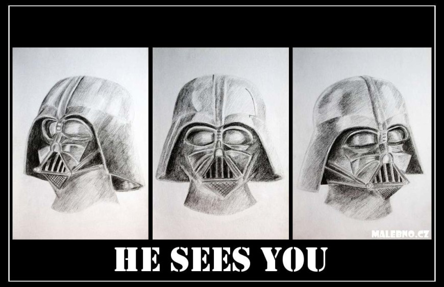 Kresba Dartha Vadera - Darth Vader vidí vše