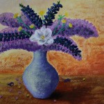 malba zátiší s květinou ve váze - Tereza Preislerová