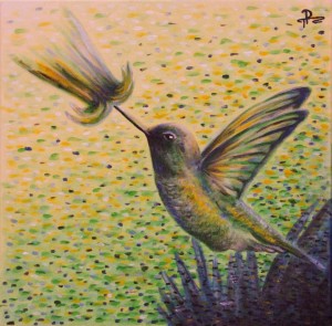 Kolibřík - malba Terezy Preislerové na plátno