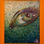 Zelené oko - malba Terezy Preislerové v rámu