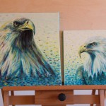 Dvojobraz - orli. Expresivní malba na plátně.